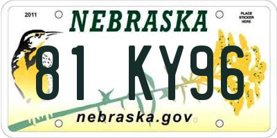 NE license plate 81KY96
