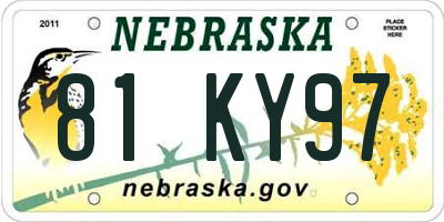 NE license plate 81KY97