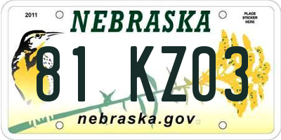 NE license plate 81KZ03
