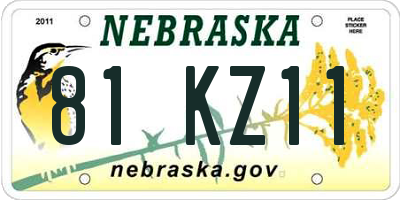 NE license plate 81KZ11