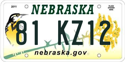 NE license plate 81KZ12