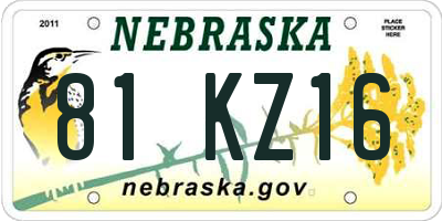 NE license plate 81KZ16