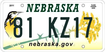 NE license plate 81KZ17