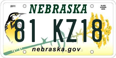 NE license plate 81KZ18