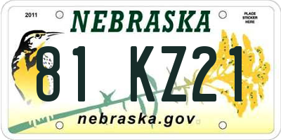 NE license plate 81KZ21