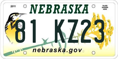 NE license plate 81KZ23