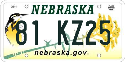 NE license plate 81KZ25