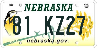 NE license plate 81KZ27
