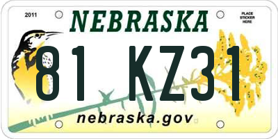 NE license plate 81KZ31