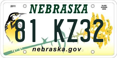 NE license plate 81KZ32