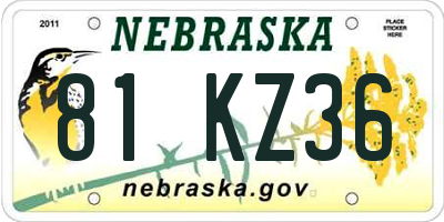 NE license plate 81KZ36
