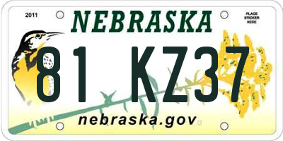 NE license plate 81KZ37