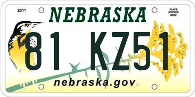 NE license plate 81KZ51