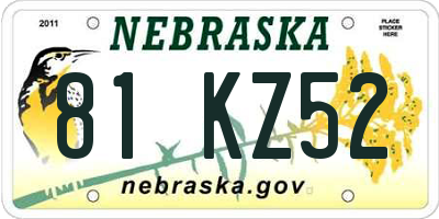 NE license plate 81KZ52