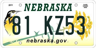 NE license plate 81KZ53