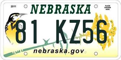 NE license plate 81KZ56