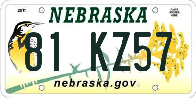NE license plate 81KZ57