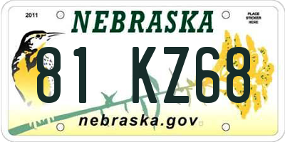 NE license plate 81KZ68