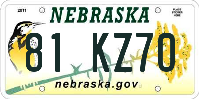 NE license plate 81KZ70
