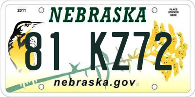 NE license plate 81KZ72