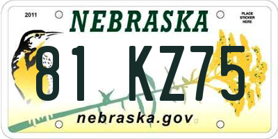 NE license plate 81KZ75