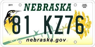 NE license plate 81KZ76