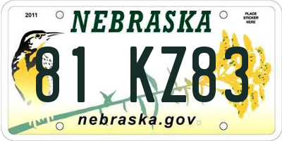 NE license plate 81KZ83