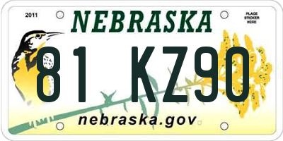 NE license plate 81KZ90