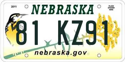 NE license plate 81KZ91