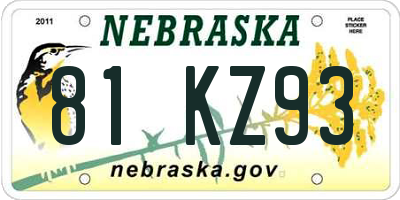 NE license plate 81KZ93