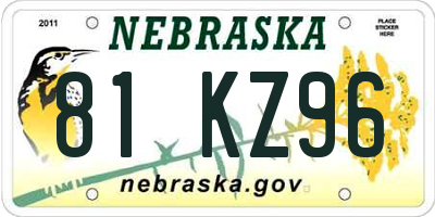 NE license plate 81KZ96