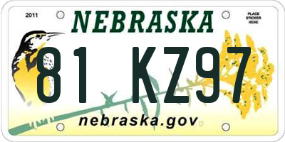 NE license plate 81KZ97