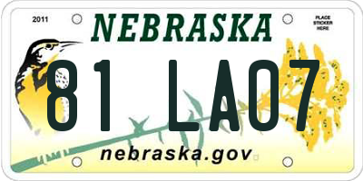 NE license plate 81LA07
