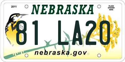NE license plate 81LA20