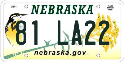 NE license plate 81LA22