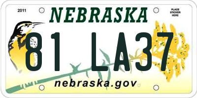 NE license plate 81LA37