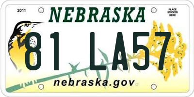 NE license plate 81LA57
