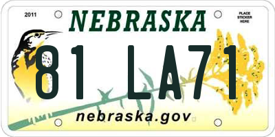 NE license plate 81LA71