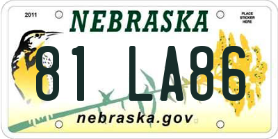 NE license plate 81LA86