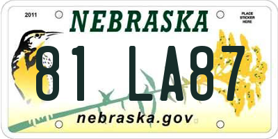 NE license plate 81LA87