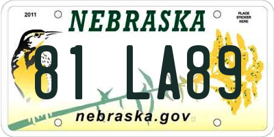 NE license plate 81LA89