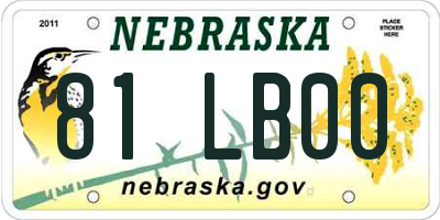NE license plate 81LB00