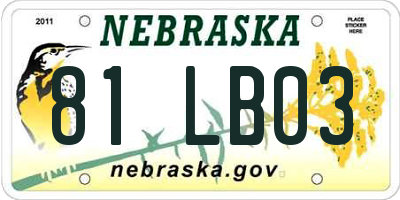 NE license plate 81LB03