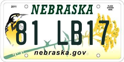 NE license plate 81LB17