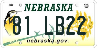 NE license plate 81LB22