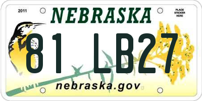 NE license plate 81LB27