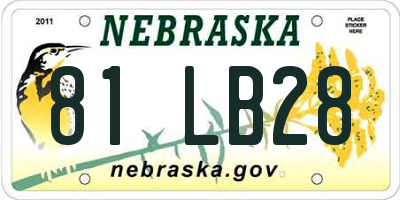 NE license plate 81LB28