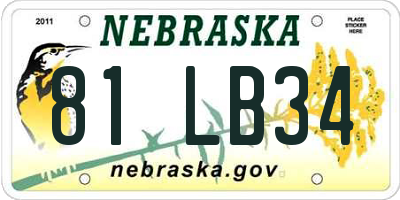 NE license plate 81LB34