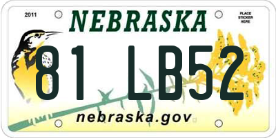 NE license plate 81LB52