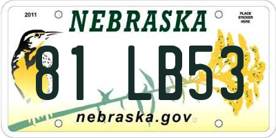 NE license plate 81LB53